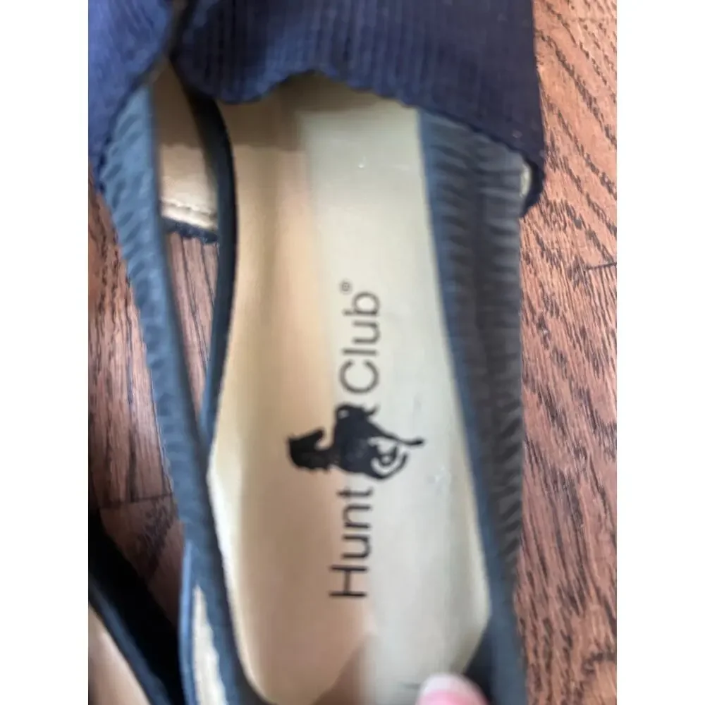 VTG Hunt Club Knit Slingback Flats Black Ribbed Fabric Pointed Toe Size 9